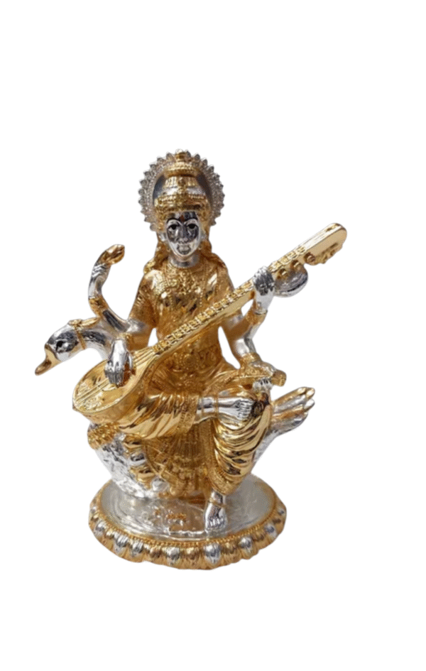 Silver saraswati statue